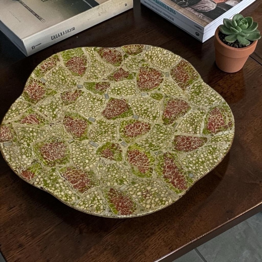Handmade Mosaic Tray Platter Art of Vietnam Decorative Wall Plate 15” Boho Home